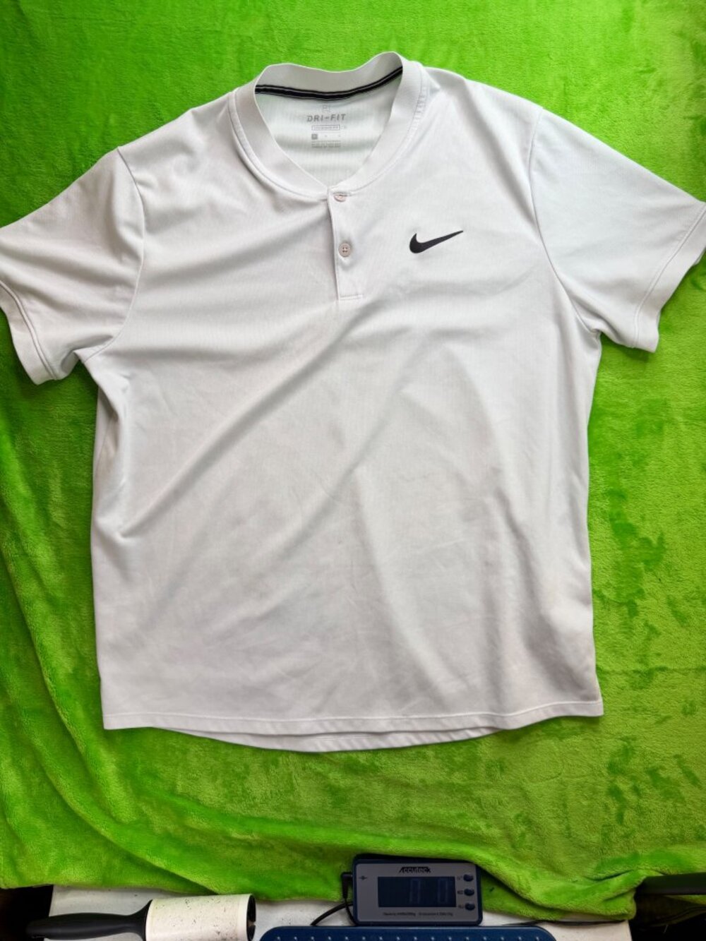 Nike Dri-FIT Court Tennis Polo Shirt Mens Sz L White Standard Fit Swoosh - Picture 6 of 7